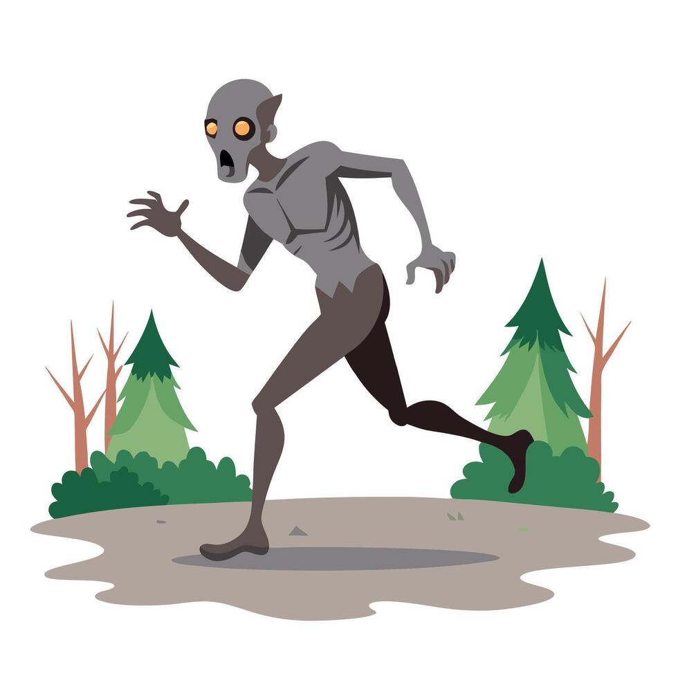 A zombie running in the forest vector