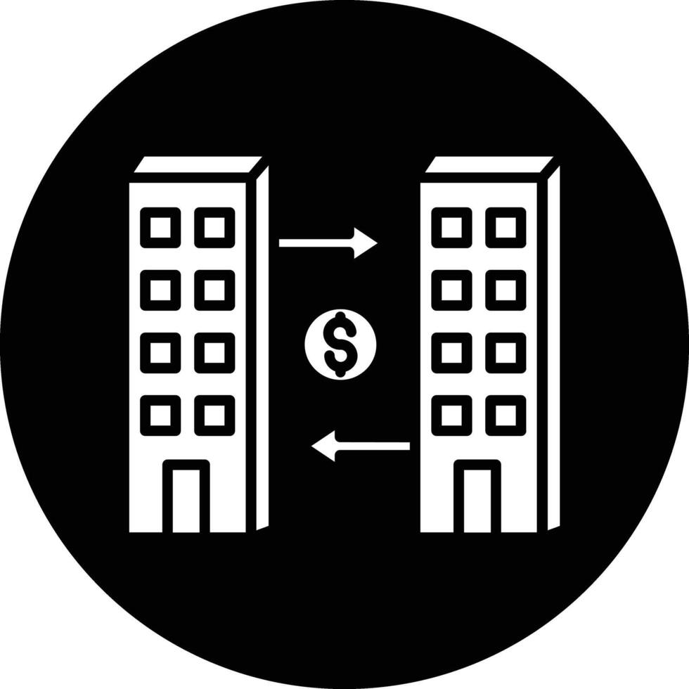 A black and white image of two buildings with a dollar sign vector