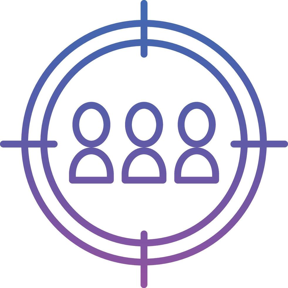 A group of people in a circle with a target on it vector