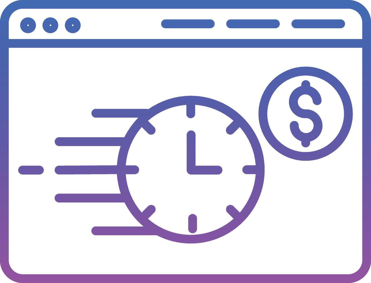 A clock and dollar sign on a computer screen vector