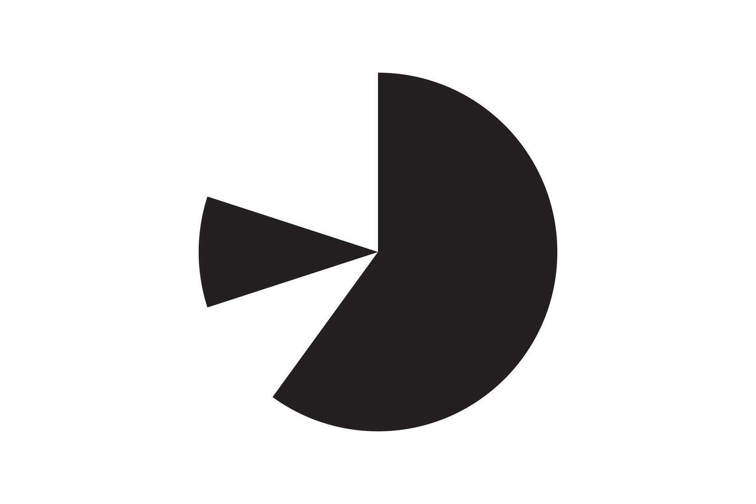 Round graphic fraction circle shape element. Geometric diagram division section icon. vector