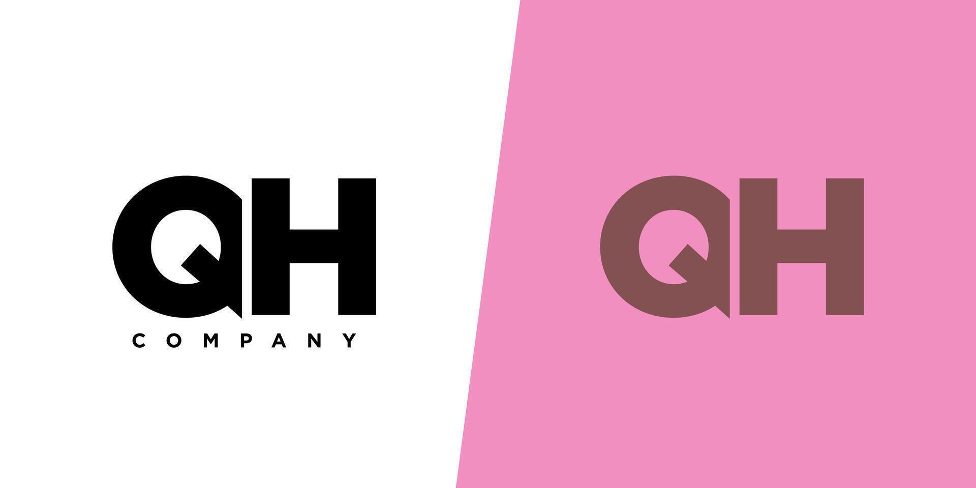 Letter Q and H, QH logo design template. Minimal monogram initial based logotype. vector