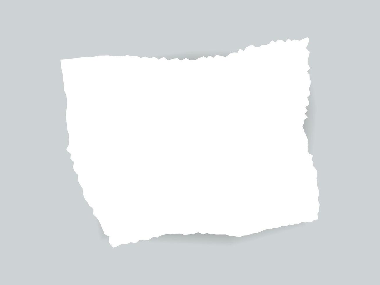 Torn edge paper illustration. Piece ripped blank with shadow. Rip white note vector
