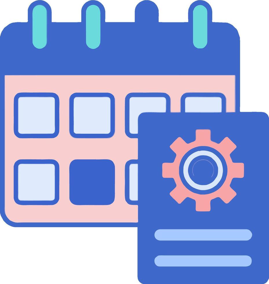 A calendar and a gearwheel are next to each other vector
