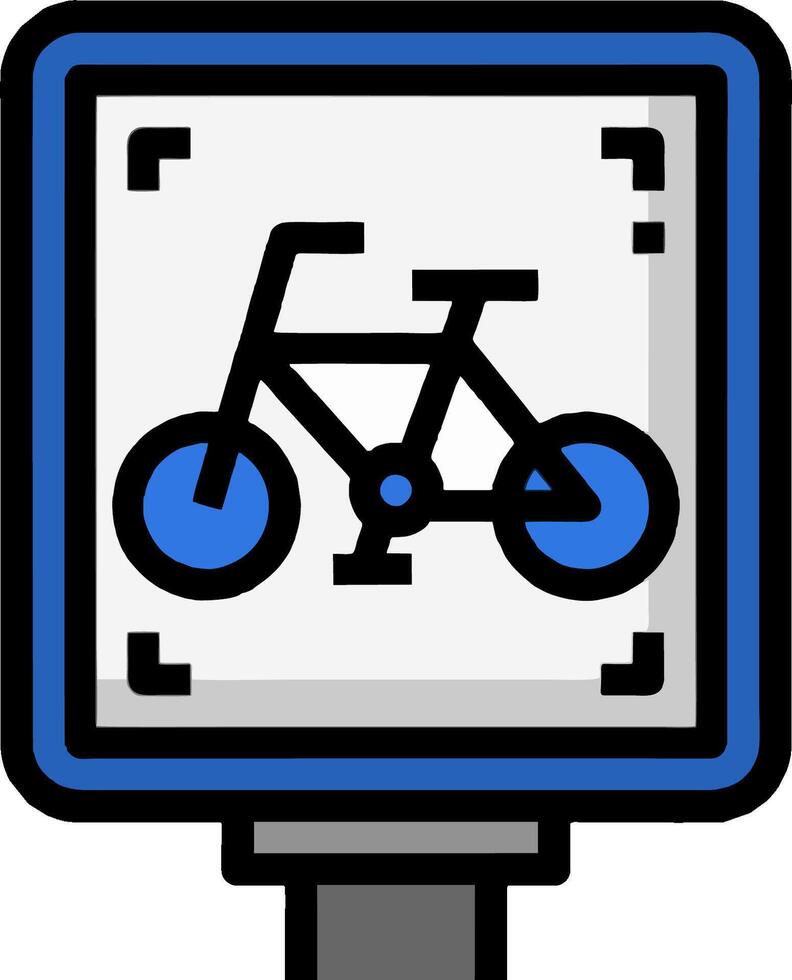 A bike is shown in a blue and white sign vector