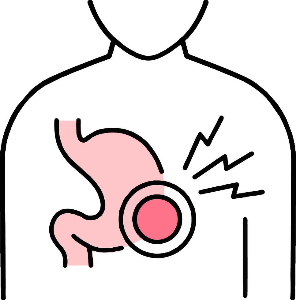 A person with a stomach and a red light vector