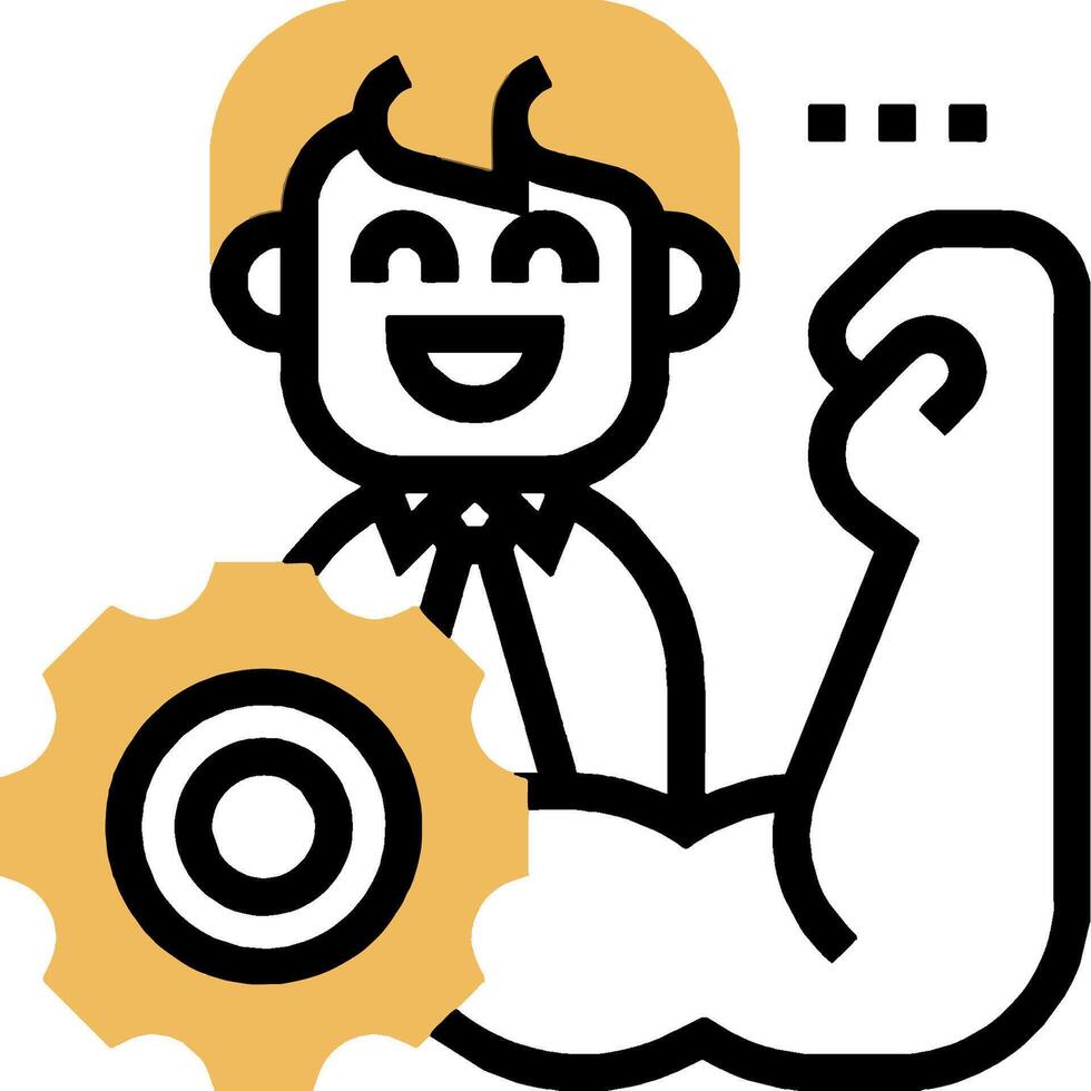 A man with a fist and a gear on his arm vector