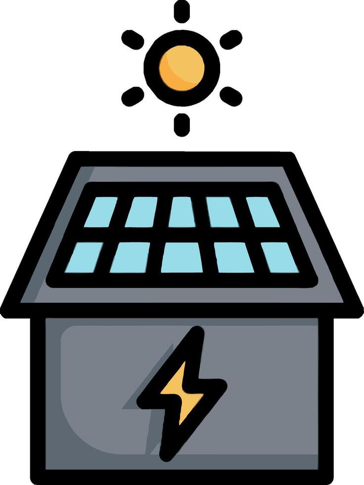 Solar power house icon illustration vector