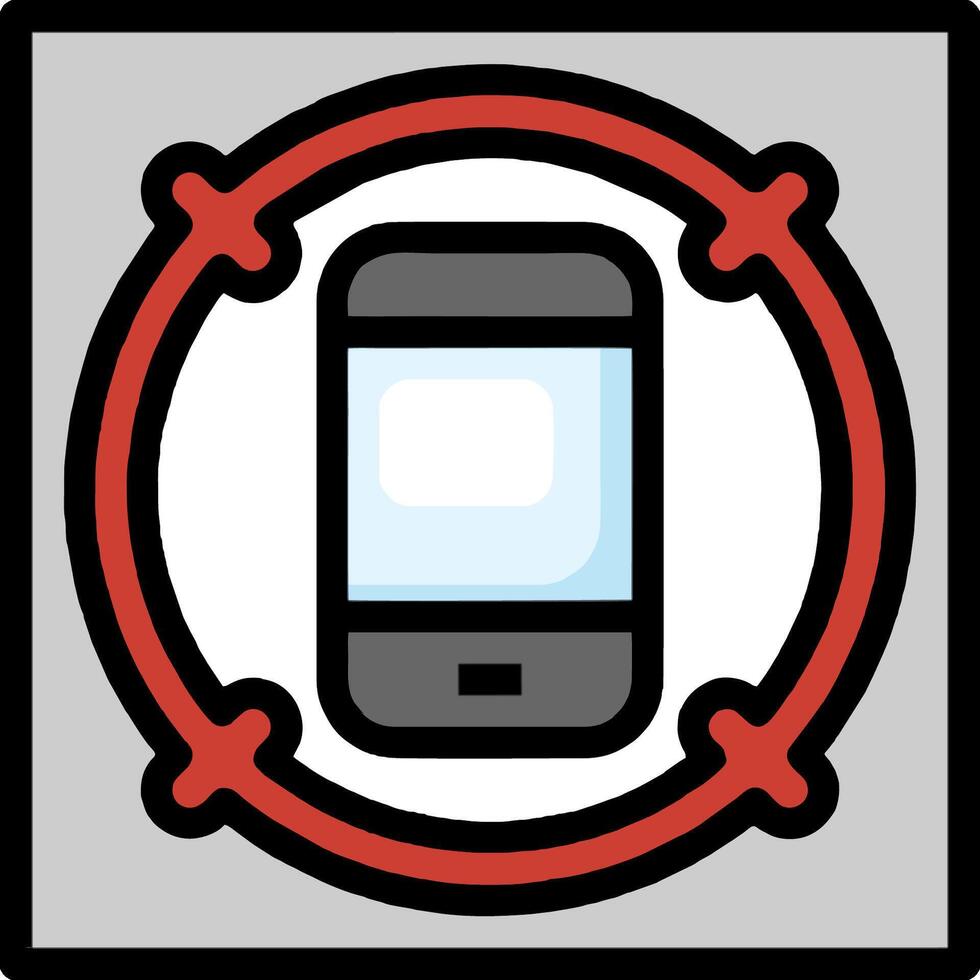 A phone is in a circle with a red circle around it vector
