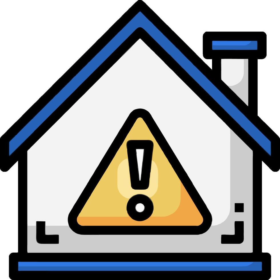 A house with a warning sign on it vector