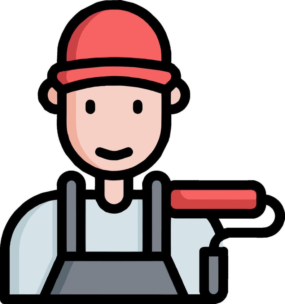 A man in a red hat holding a paint roller vector
