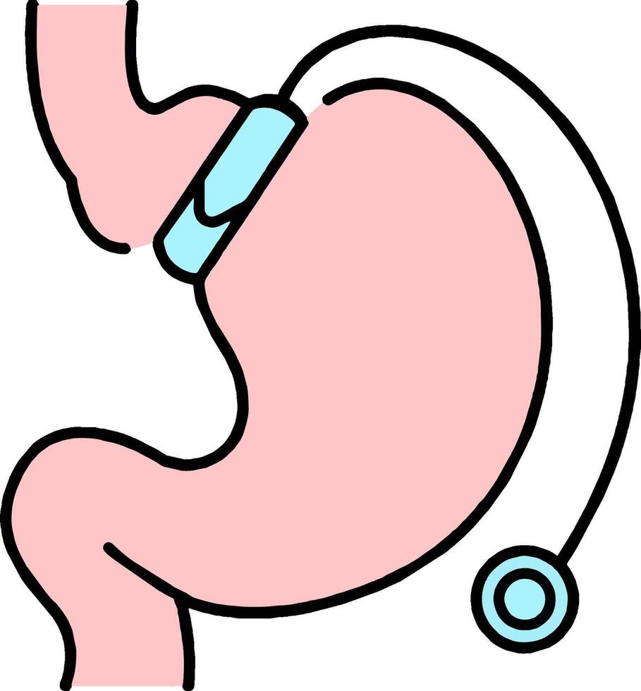 A cartoon illustration of a stomach with a pacemaker vector