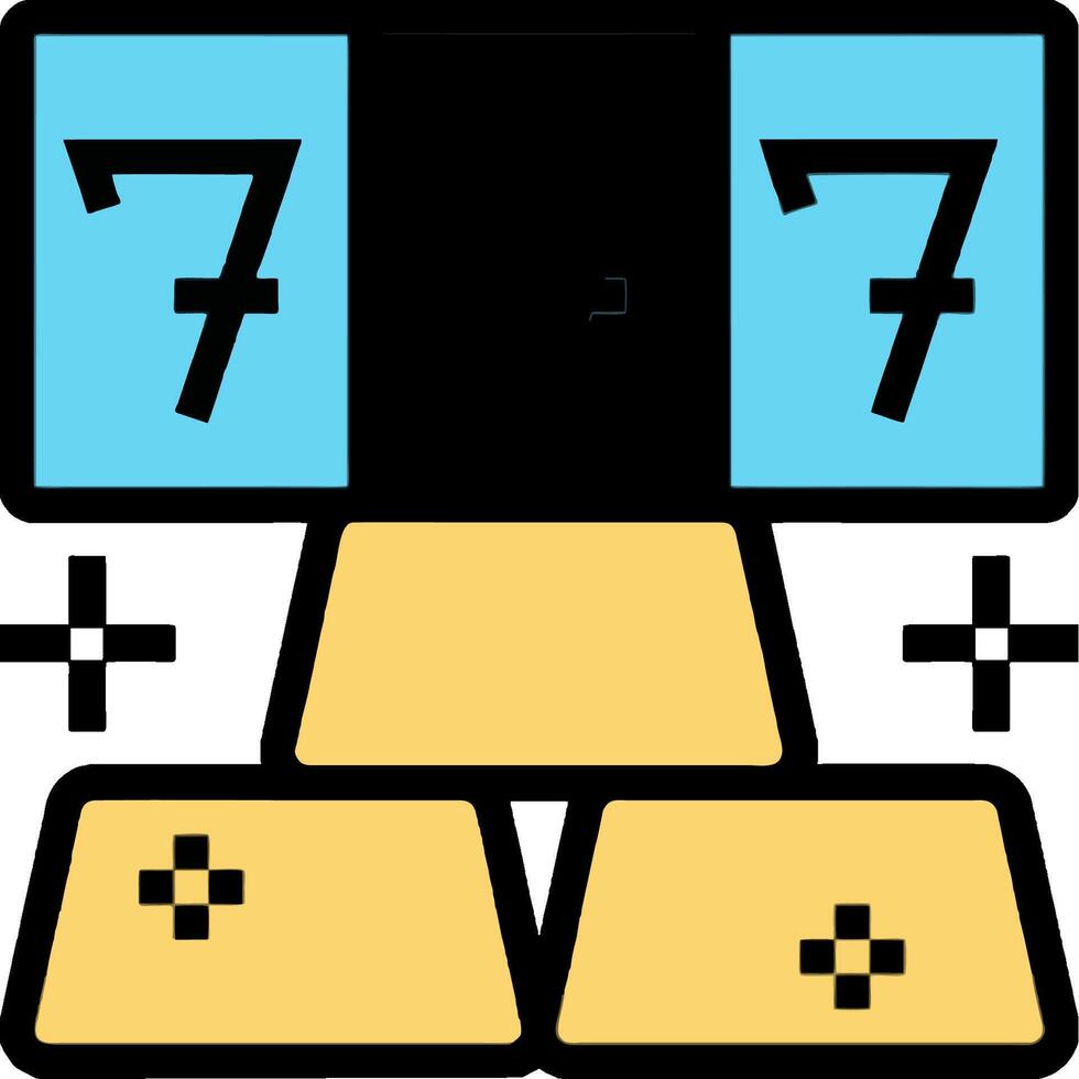 A cartoon of a stack of seven numbers vector
