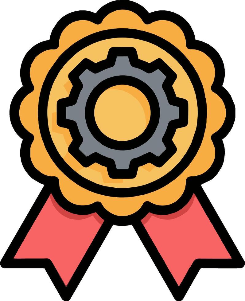 A badge with a gear wheel on it vector