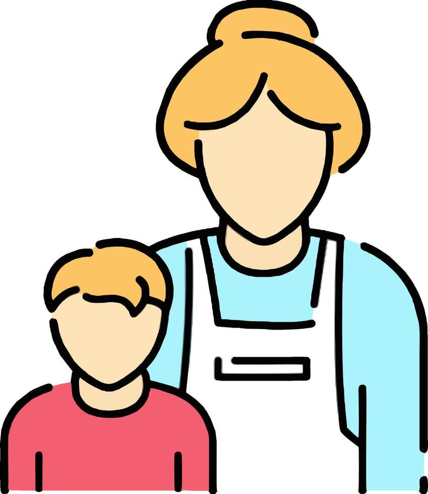 A woman and child are standing together in an illustration vector
