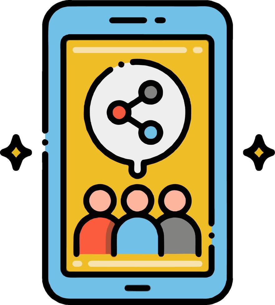 Mobile app icon with people and a chat bubble vector