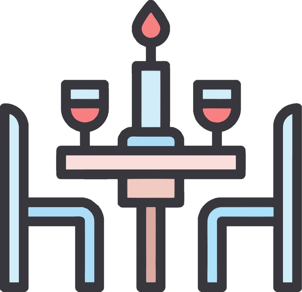 A table with two chairs and a candle vector