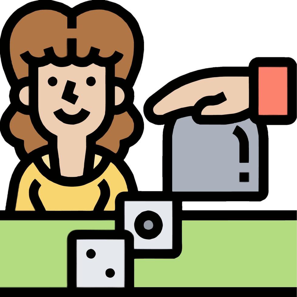 A woman is playing a game with dice vector