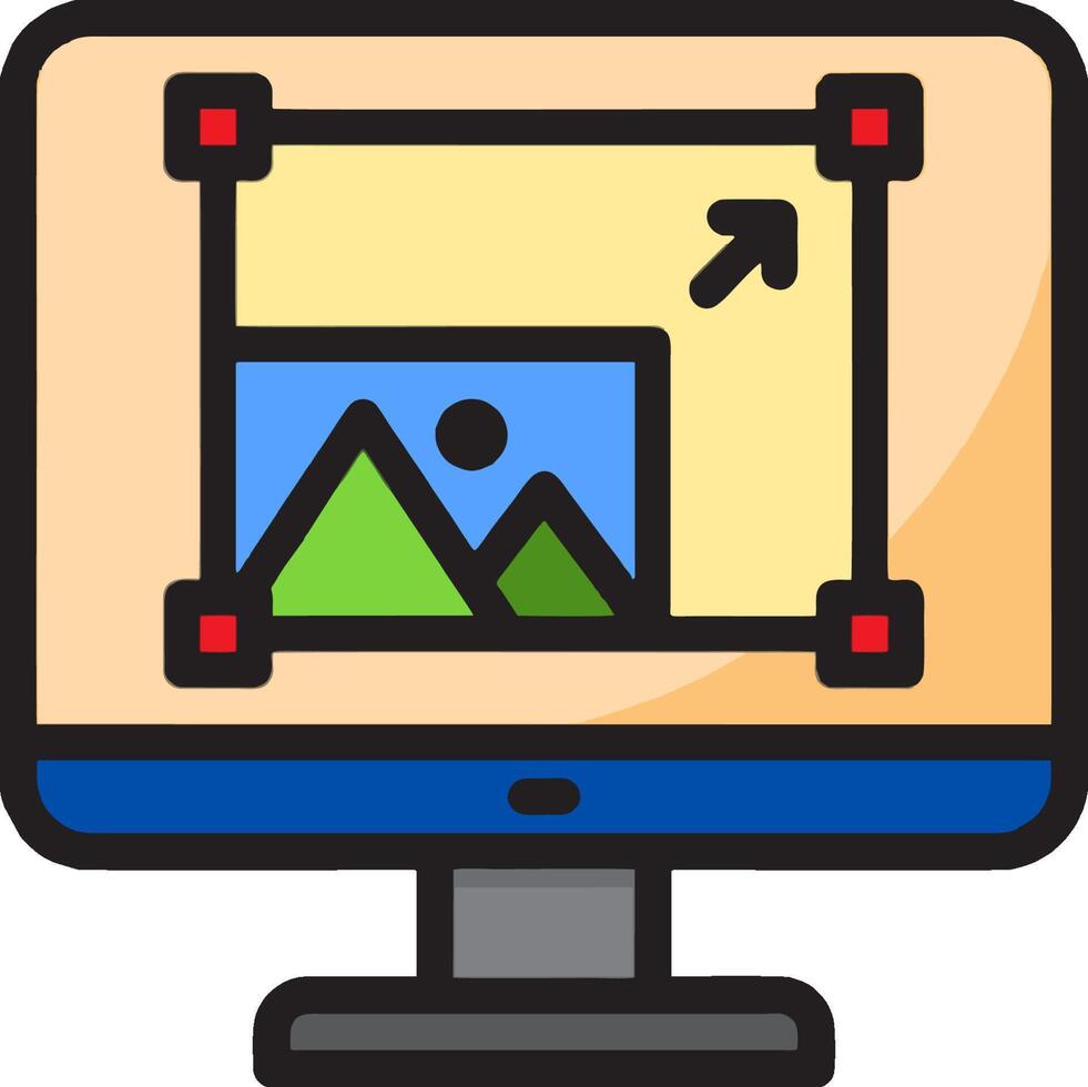 A computer monitor with a picture on it vector