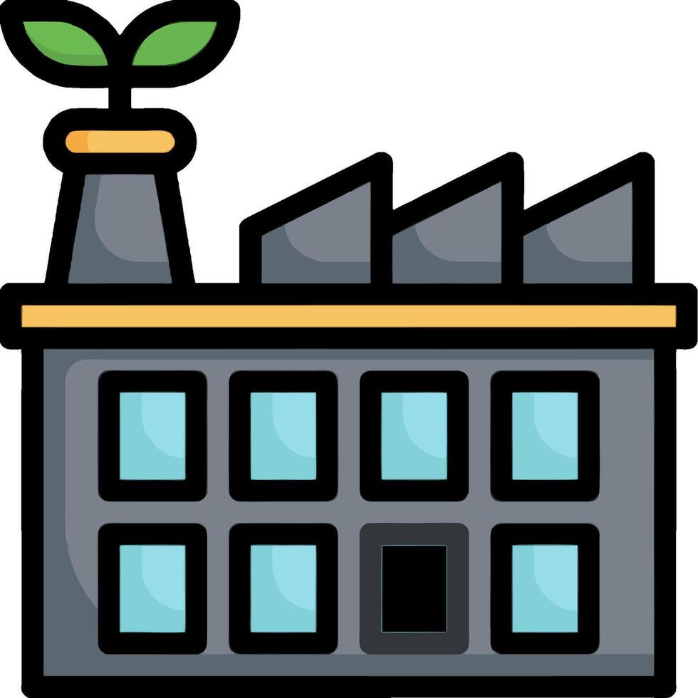 A factory building with a plant on top vector