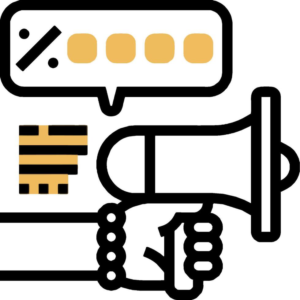 A hand holding a megaphone and a speech bubble vector