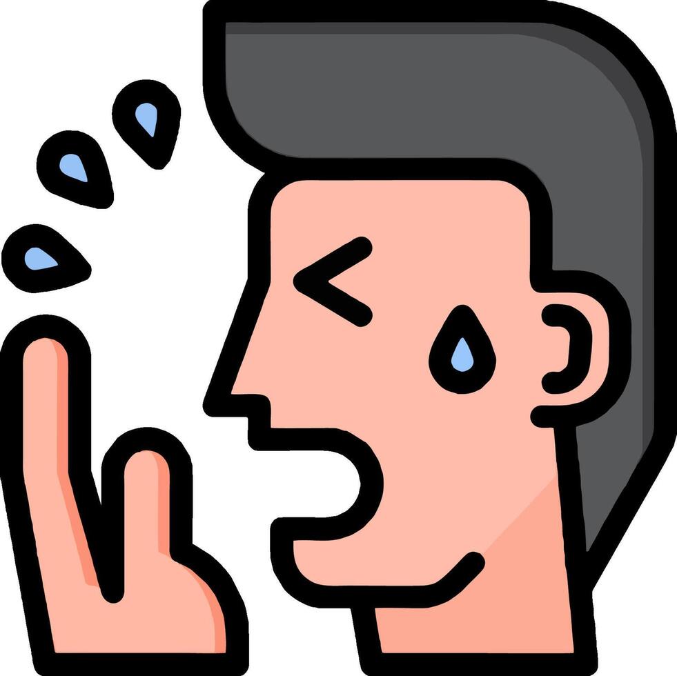 A man with a teary face and a hand on his face vector