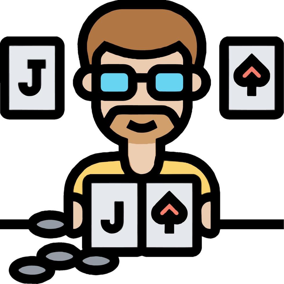 A man with glasses and a poker face is playing cards vector