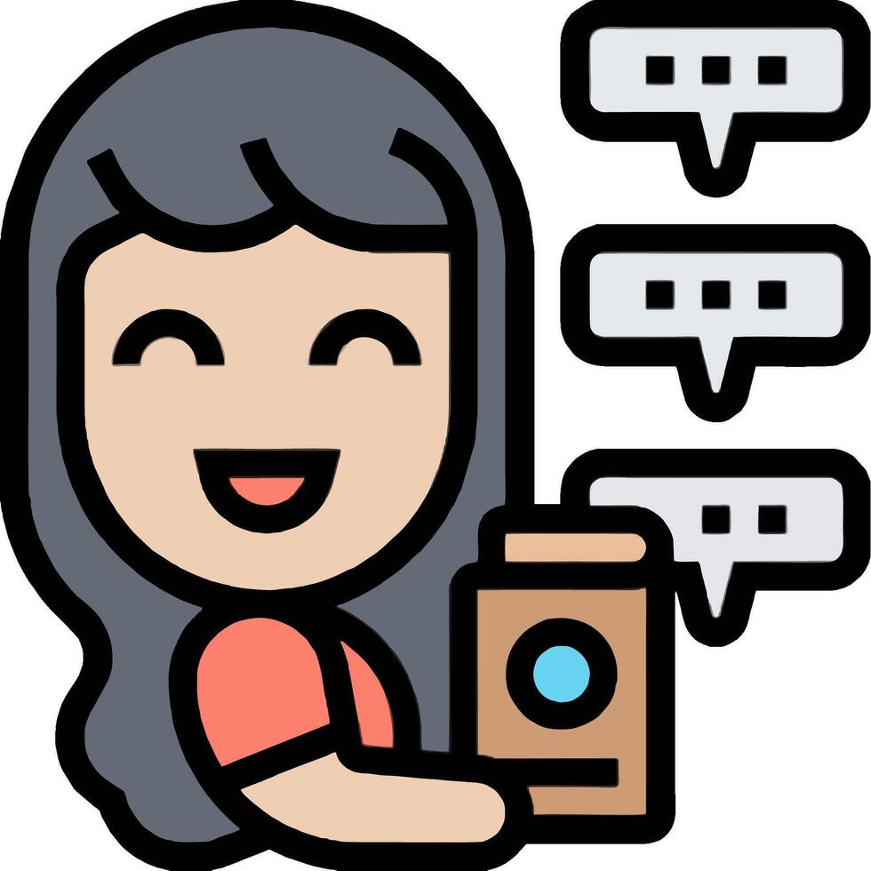 A woman holding a box with speech bubbles vector