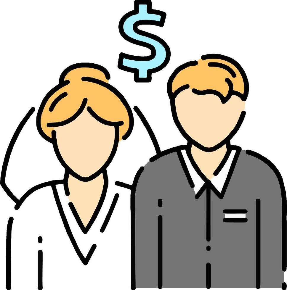A man and woman with a dollar sign above them vector