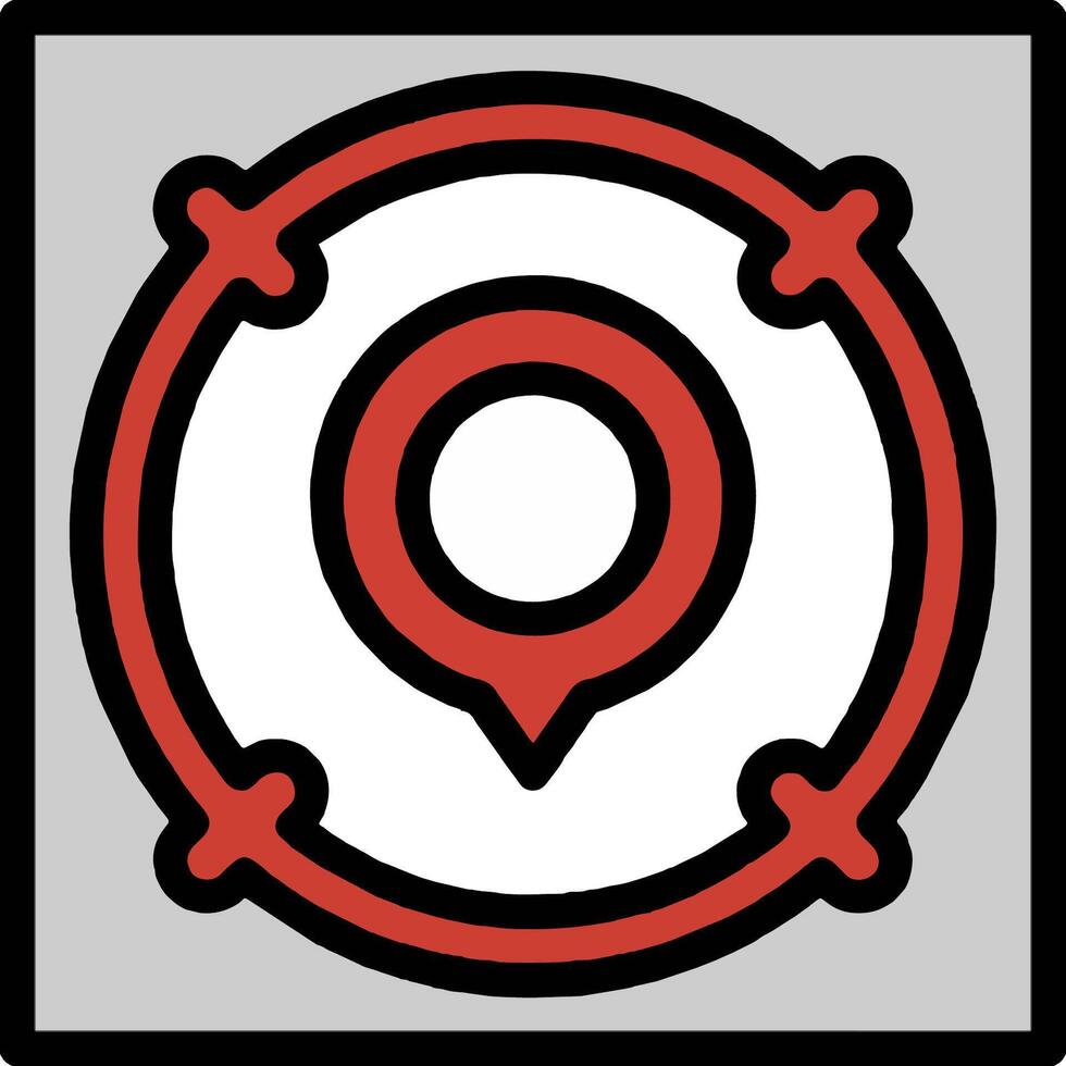 A red and black circle with a pin in it vector