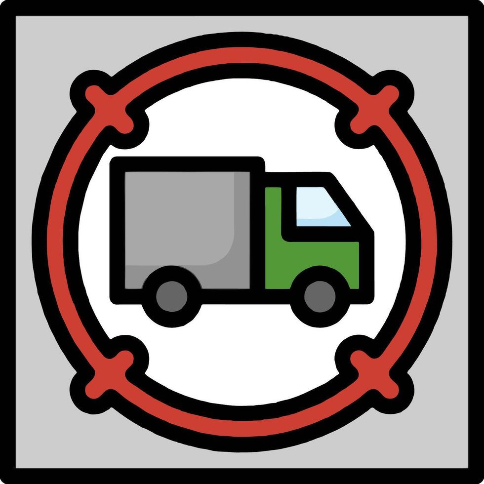 A green truck is in a circle with red and black lines vector