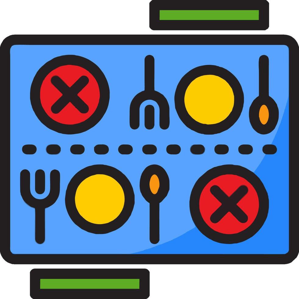 A flat icon of a tray with utensils and forks vector