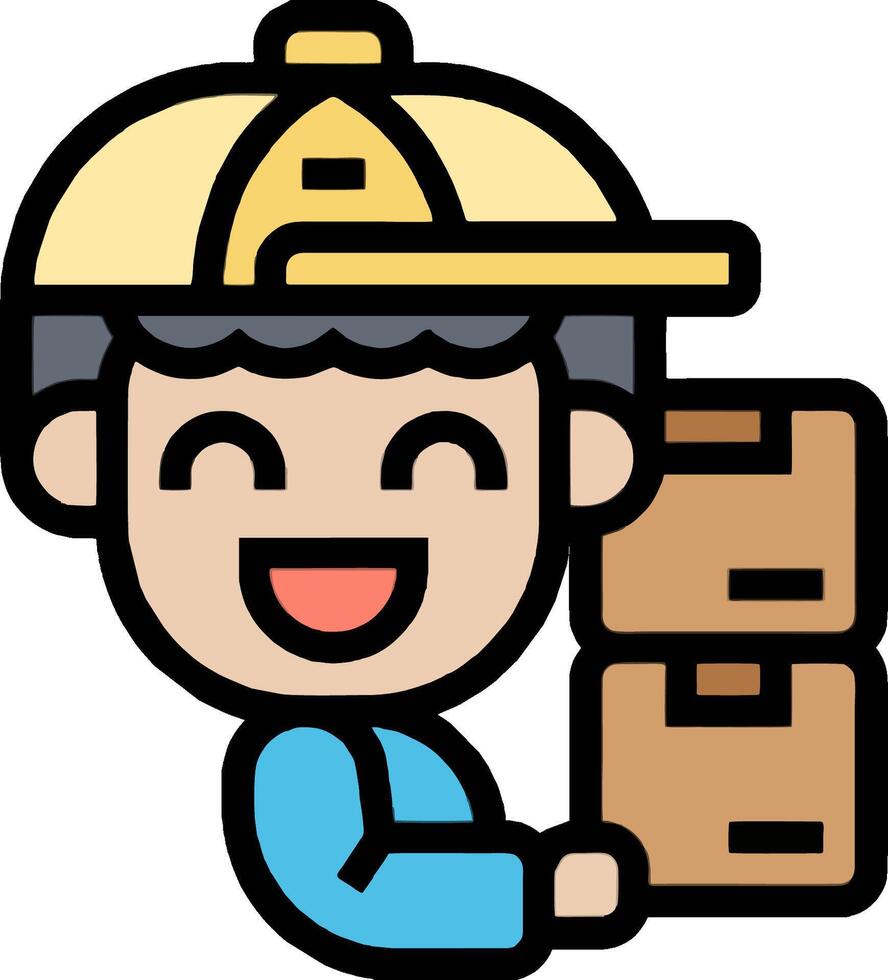 A cartoon man holding boxes and smiling vector
