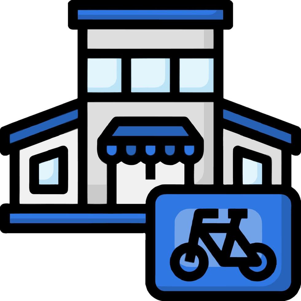 A bike shop and a sign with a bike vector