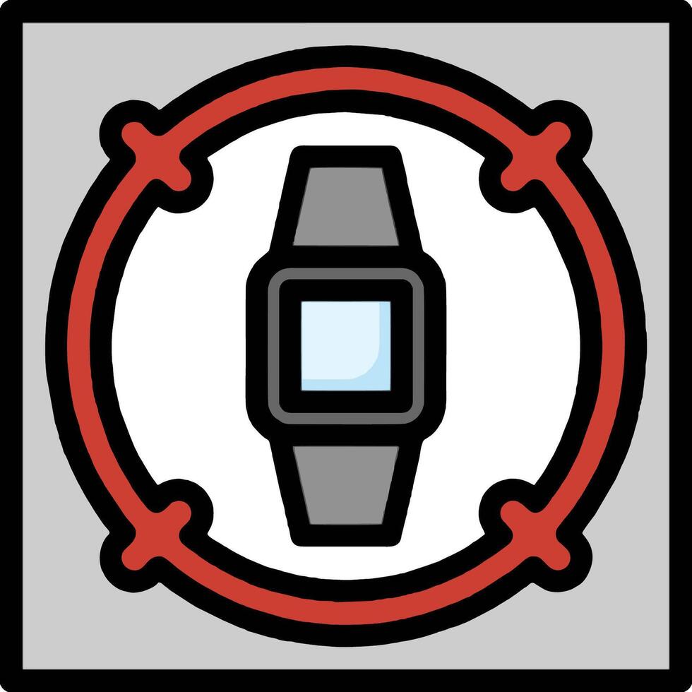 A watch in a circle with a red and black border vector