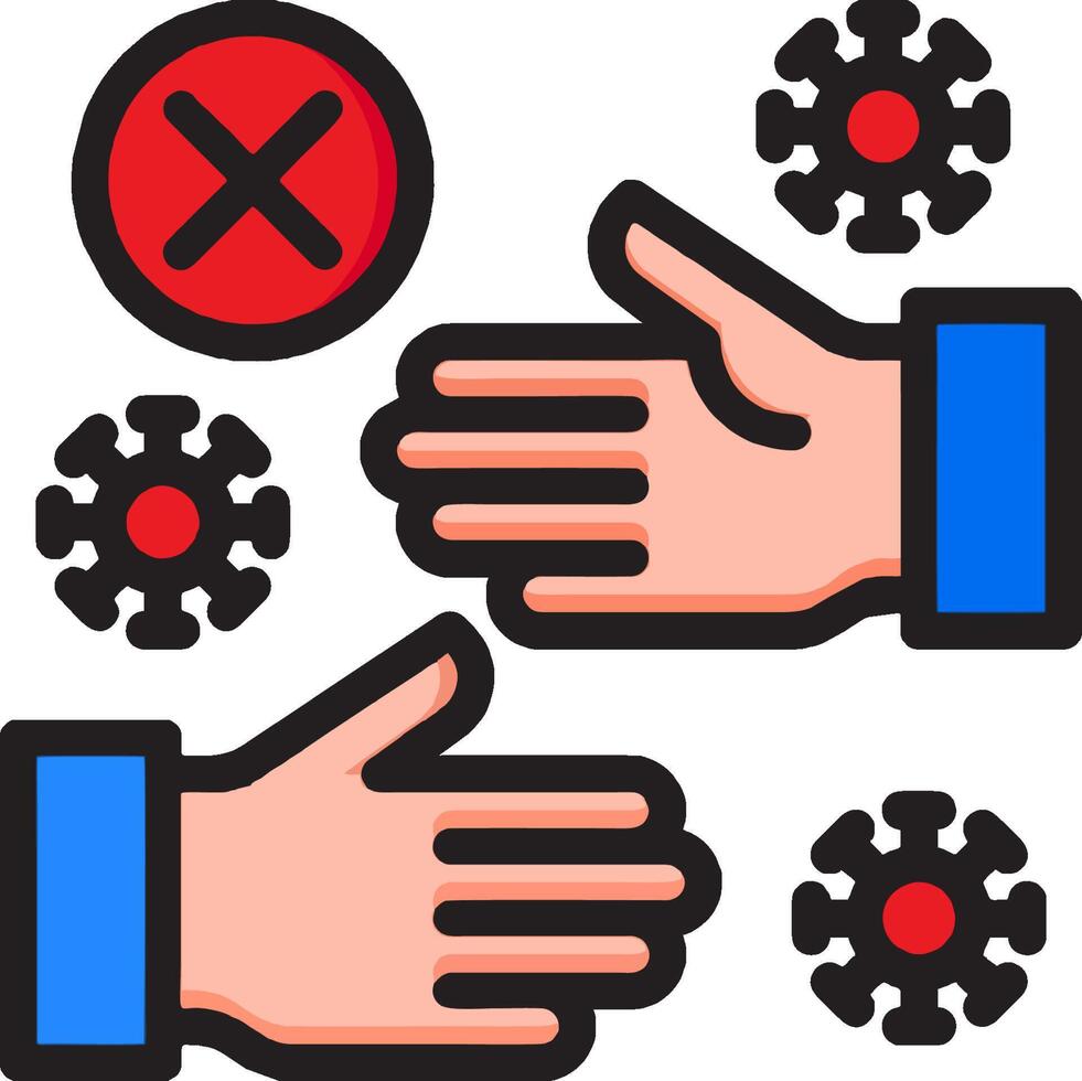 Two hands with red and blue circles and a red cross vector