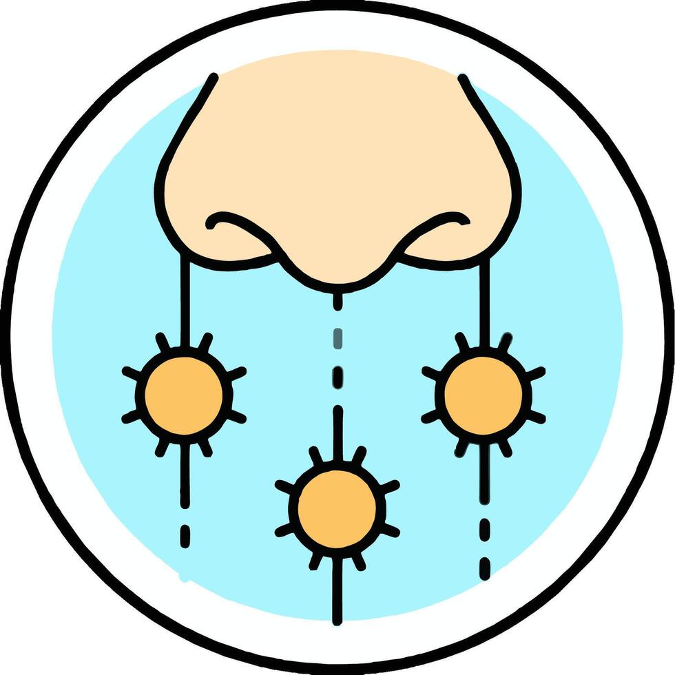 A cartoon of a nose with suns on it vector