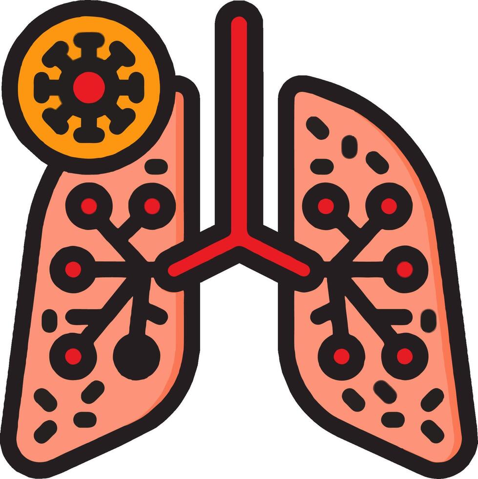 Lungs with a red circle and a green circle vector