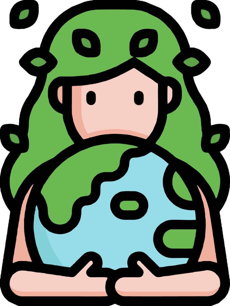 A cartoon woman holding a green earth vector