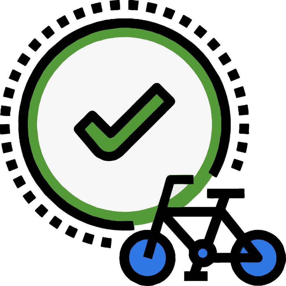 A bicycle with a tick mark and a check mark vector