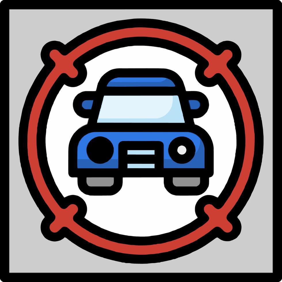 A car is in a circle with a red and blue border vector