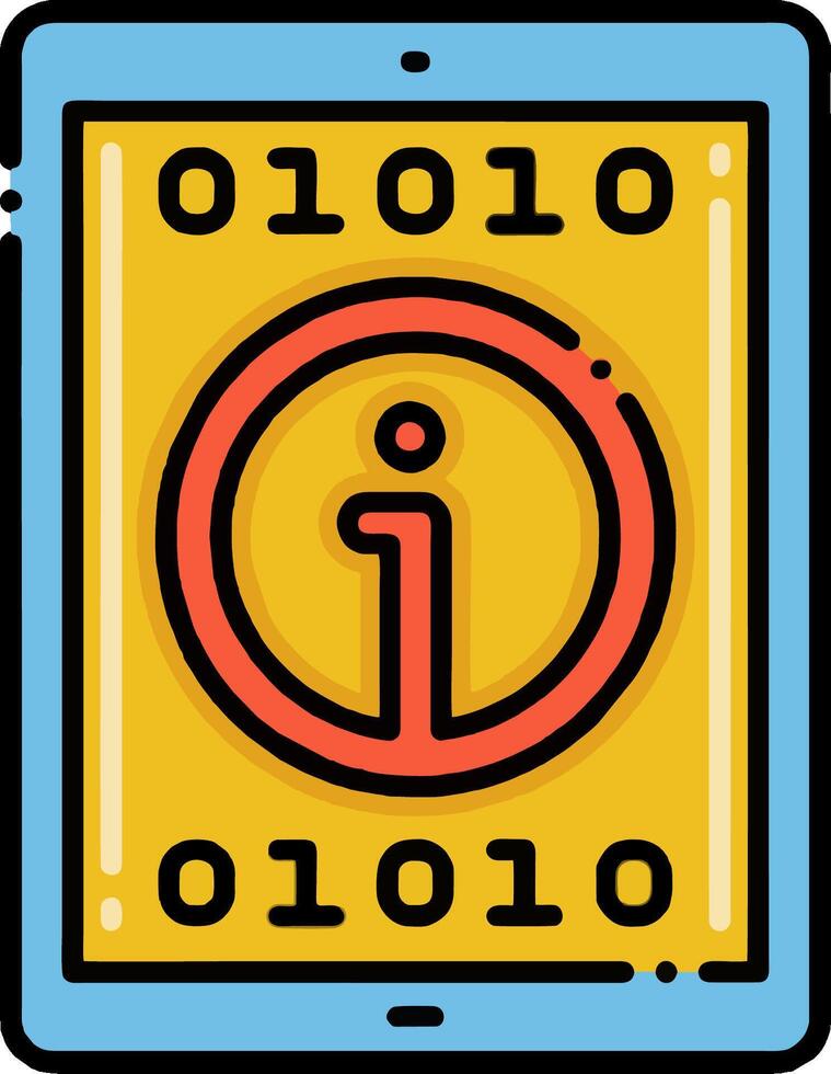 An icon of a tablet with a binary code vector
