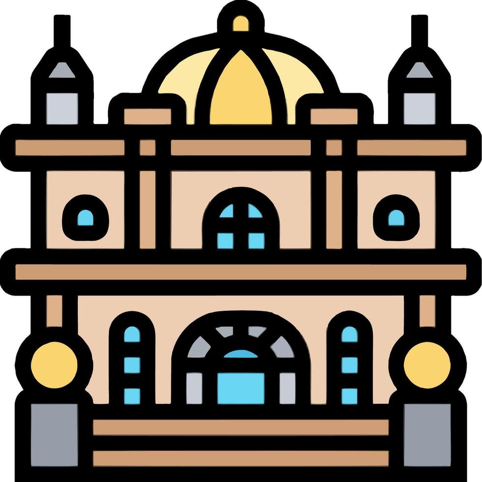 A building with a dome on top and a clock on the side vector