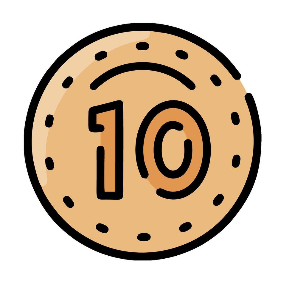 A cookie with the number ten on it vector