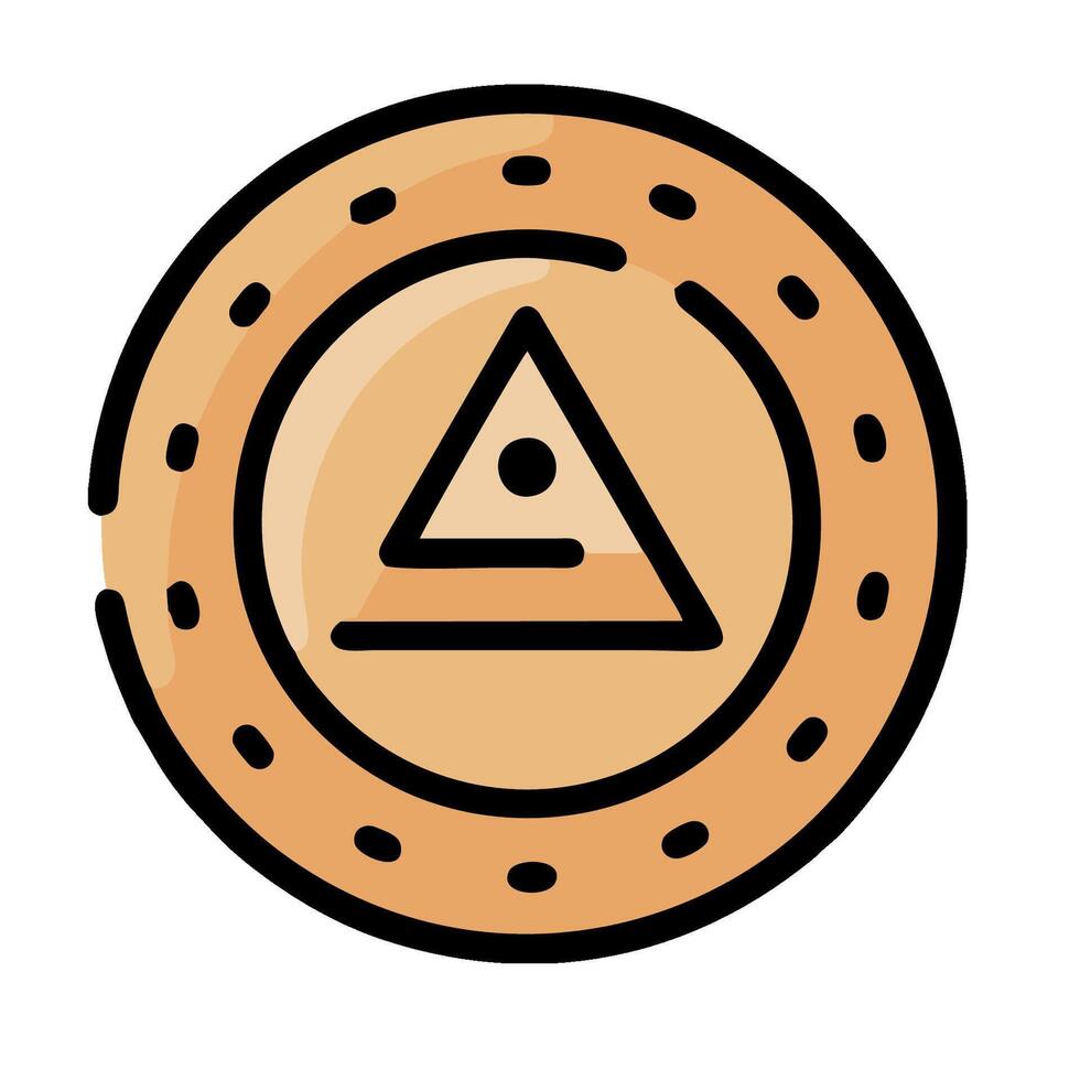 An image of a coin with a triangle on it vector