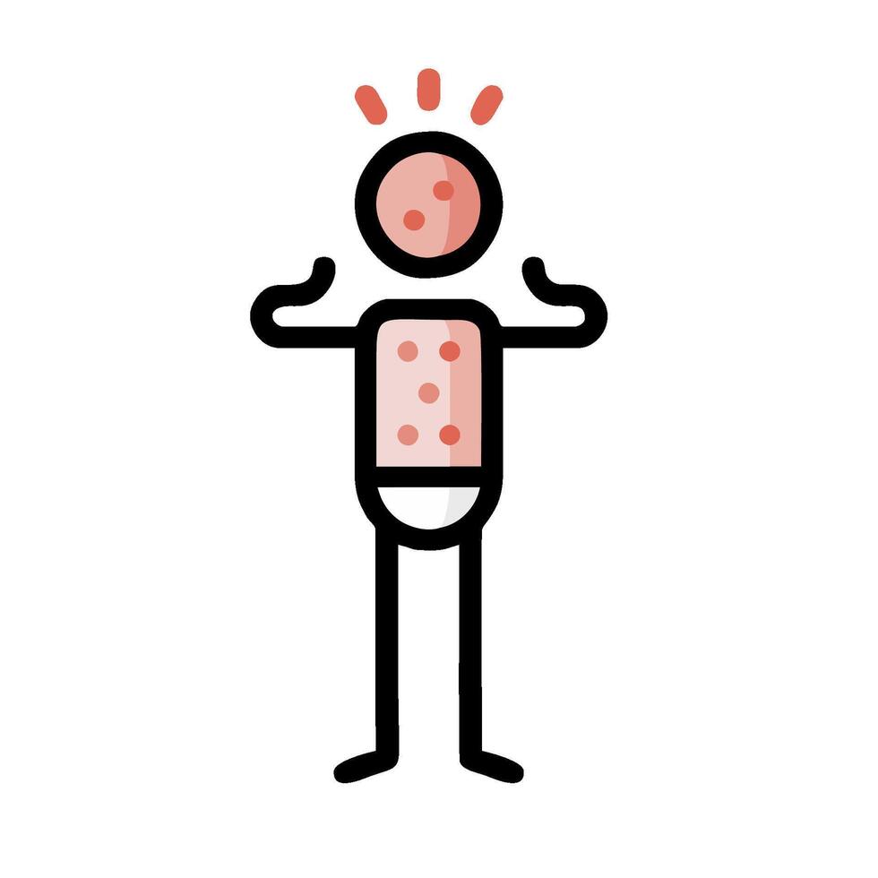 A stick figure with a red dot on his head vector