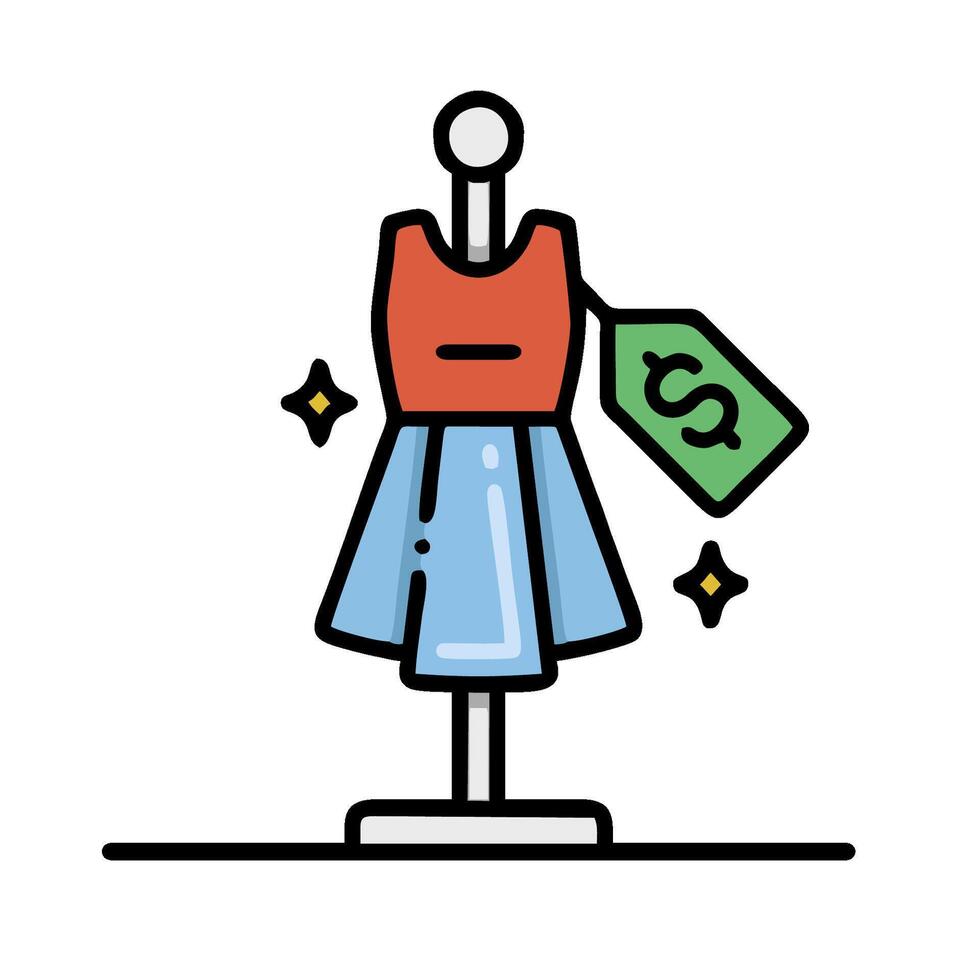 A dress on a mannequin with a price tag vector