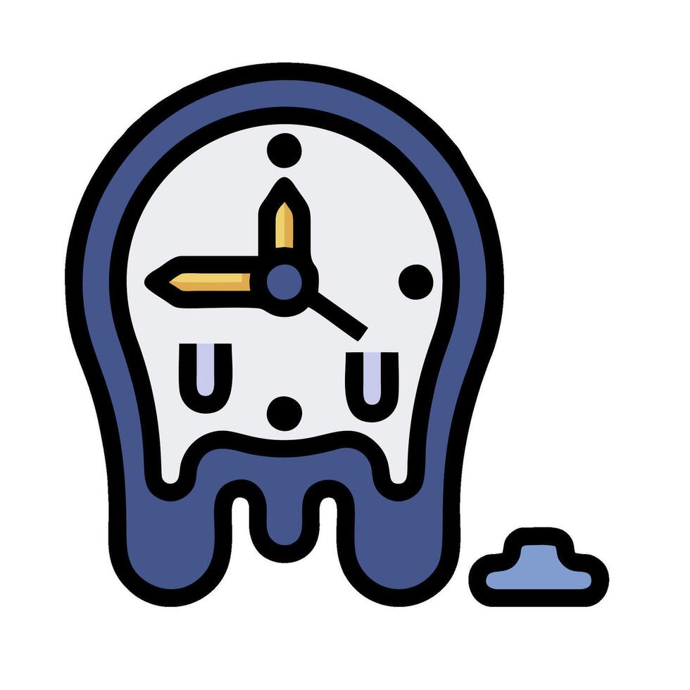 A clock with a broken face and a piece of ice vector