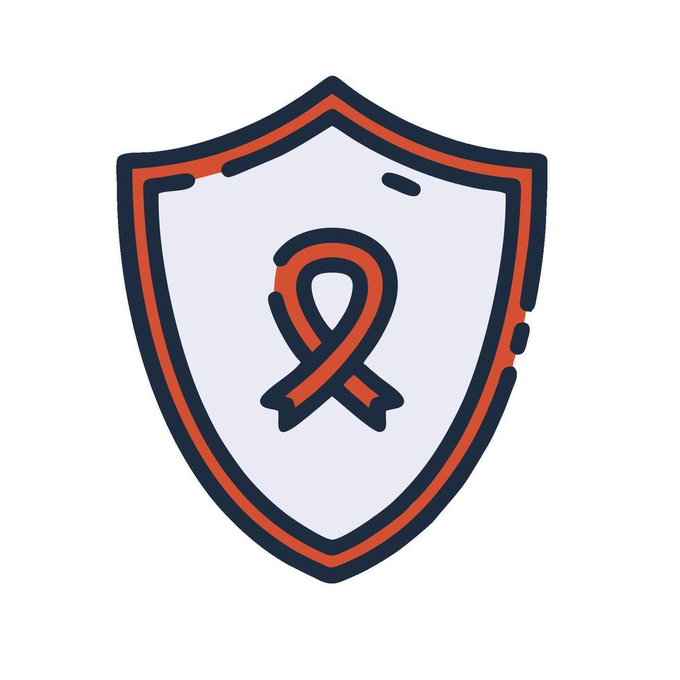 An orange ribbon on a shield with a shield vector