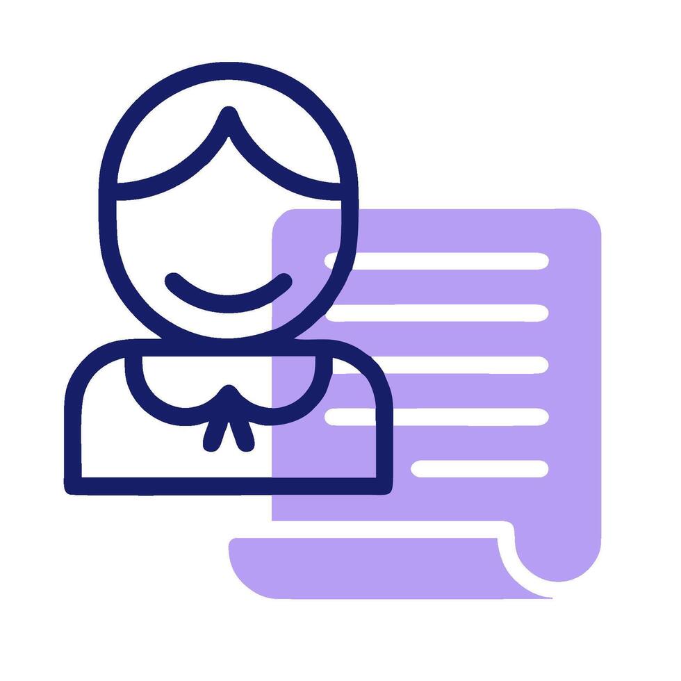 A woman with a pen and paper icon vector